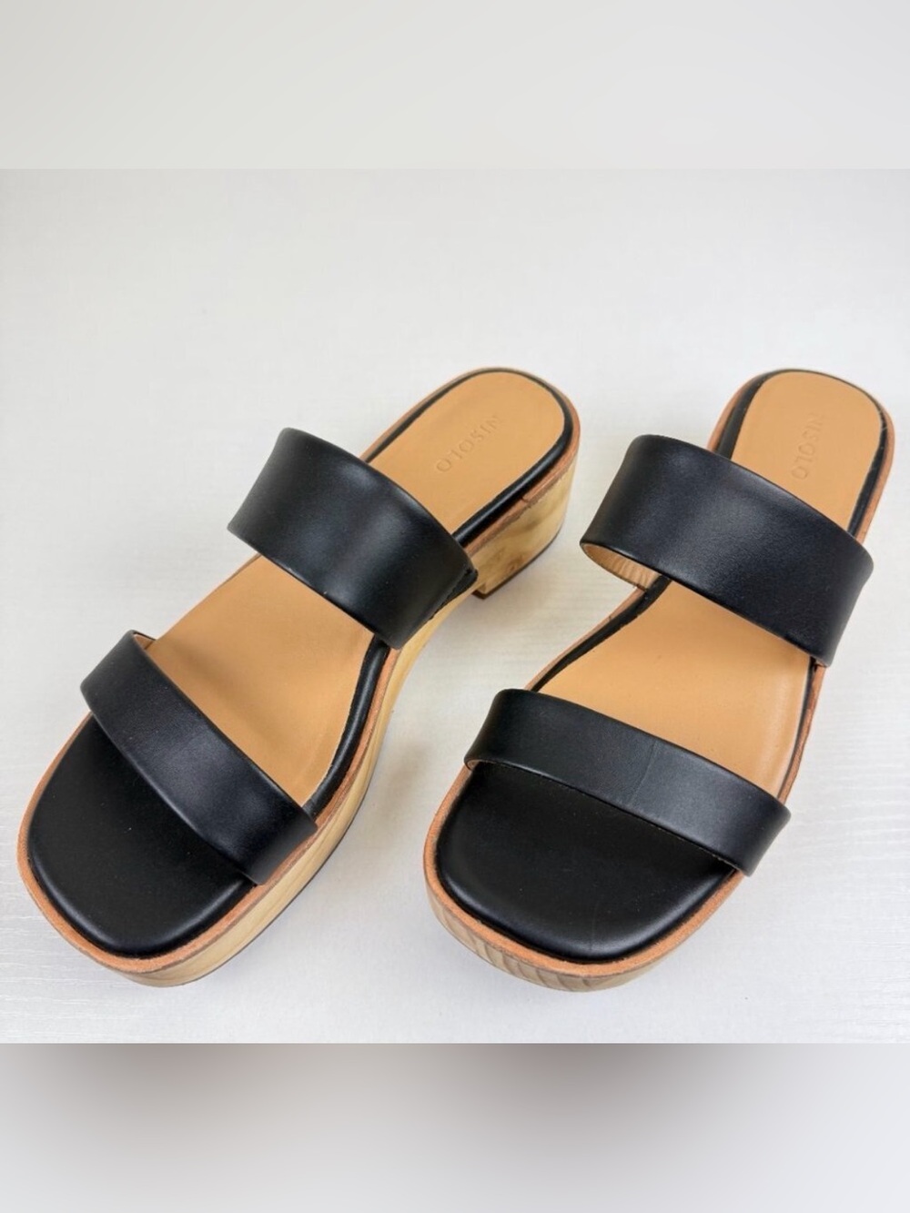 EUC Nisolo Ellie All-Day Clog Black Leather Sandals
